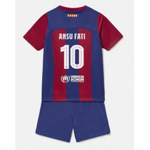 Barcelona Ansu Fati #10 Hjemmedraktsett Barn 2023-24 Kortermet (+ Korte bukser)